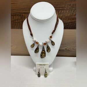 Elegant Multi-Stone Necklace and Earring Set